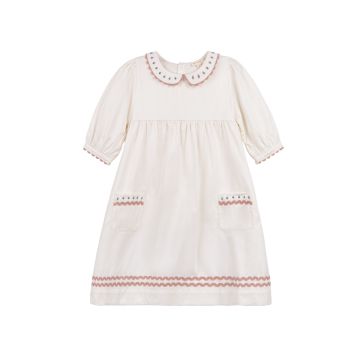 Looms Wave Collection Tulip Collar 3/4 Dress Ivory