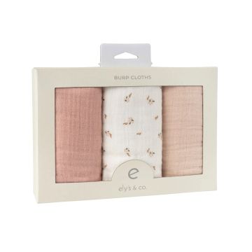 Muslin Burp Cloths Floral Pink 3pk