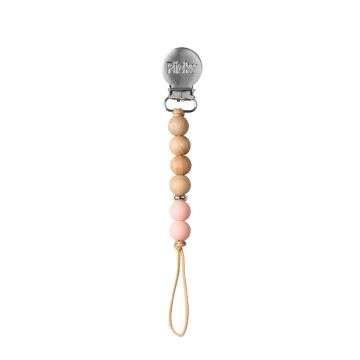 Picky Baby Silicone and Wood Simple Pacifier Clip Rosy Pink