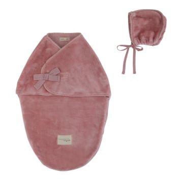 cream bebe Bamboo Swaddler/Hat MAuve