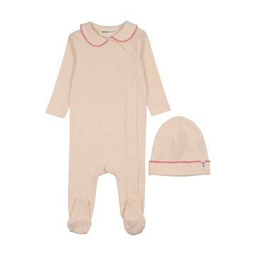 Mema Knits TRIMMED COLLAR FOOTIE + BEANIE