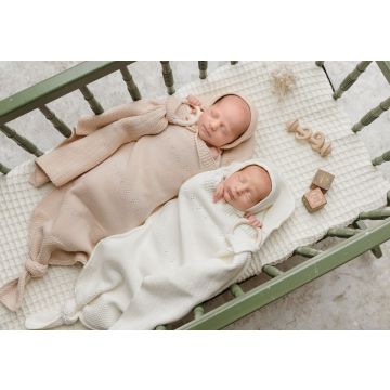 Peluche Pointelle Knit Cocoon and Bonnet