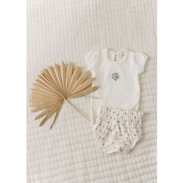 Ely's and Co Ribbed Floral Embroidered Tshirt and Bloomer