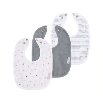 Ely's & Co 3 Pack Bib 2 Layer Muslin + Terry Back Blue Stars,Stripes,Solid