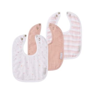 Ely's & Co 3 Pack Bib 2 Layer Muslin + Terry Back Pink Stars,Stripes,Solid