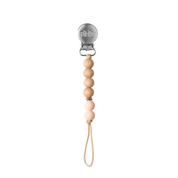 Picky Baby Silicone and Wood Simple Pacifier Clip Peachy Pink