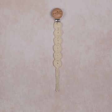 Petit Bebelu Bubble Knit Pacifier Clip Ivory