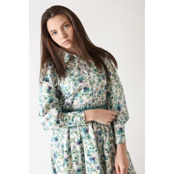 Joelle Cotton Floral Blouse Green