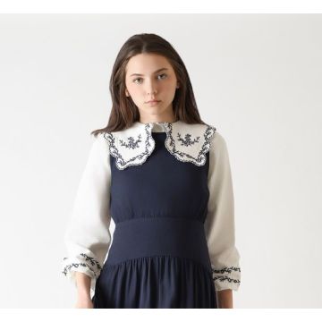 Joelle Embroidered Large Collar Blouse