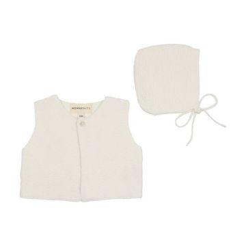 Mema Knits Knit Cropped Vest + Bonnet
