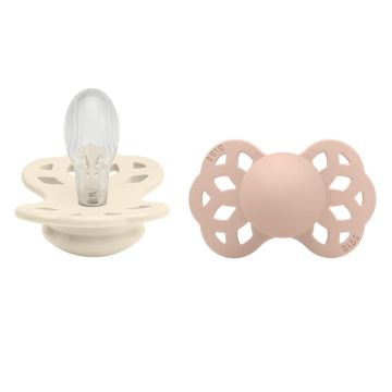 BIBS Infinity 2 PACK Silicone Symmetrical Ivory/Blossom