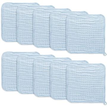 Comfy Cubs Muslin Washcloths Sky Blue 10pk