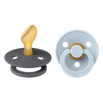 BIBS Colour 2 PACK Latex Anatomical Iron/Baby Blue