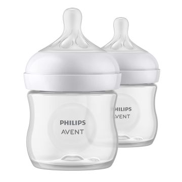 Philips Avent Natural Baby Bottle with Natural Response Nipple, Clear, 2 pack