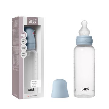 Bibs Baby BPA-Free PP Bottle Set 9oz Silicone - Baby Blue