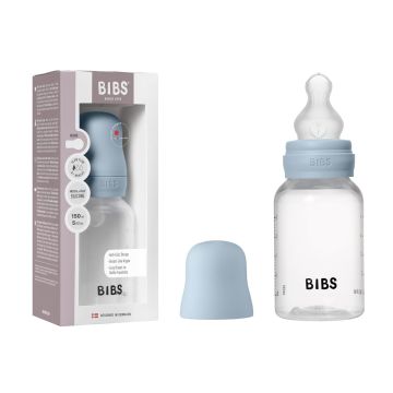 Bibs Baby BPA-Free PP Bottle Set 5oz Silicone - Baby Blue