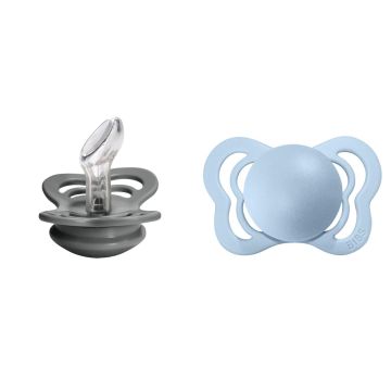 BIBS Couture 2 PACK Anatomical Silicone Iron/Baby Blue