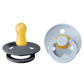 BIBS Colour 2 PACK Latex Iron/Baby Blue