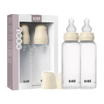 Bibs Baby BPA-Free PP Bottle Set 9oz 2 Pack Silicone - Ivory