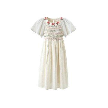 Pernille EMBROIDERED MULTI COLOURED FLOWERS DRESS Ivory White
