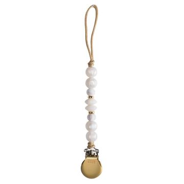 Adora pacifier clip in Pearl gold