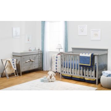 Sorelle Berkley Elite Room in A Box, Grey, Includes: Crib, Dresser, Changing Topper, & Hamper