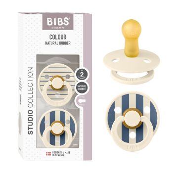 Bibs 2 pack Studio Colour Rubber Size 2 Pin Ivory/Steel Blue Mix