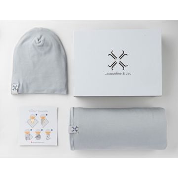 Jacqueline & jac silver beanie and blanket set
