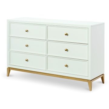 Rachael Ray Home Chelsea 6 Drawer Dresser in White/Gold