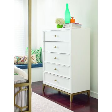 Legacy Classic Kids Rachael Ray Home Chelsea 5 Drawer Chest in White/Gold