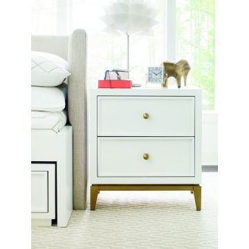 Rachael Ray Home Chelsea 2 Drawer Nightstand in White/Gold 