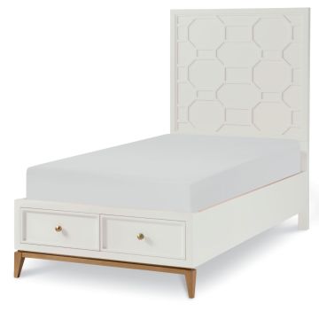 Rachael Ray Home Chelsea Twin Panel with Storage Bed in White/Gold