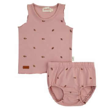Bondoux Leaf Print Short Set-Pink