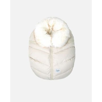 7 AM Car Seat Cocoon Tundra Heather Beige - White Faux Fur
