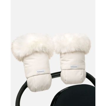7 Am WARMMUFFS - TUNDRA Heather Beige - White Faux Fur