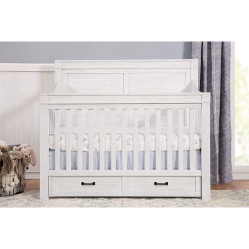 Million Dollar Baby Hollis 4-in-1 Convertible Storage Crib with Toddler Bed Conversion Kit in Country White