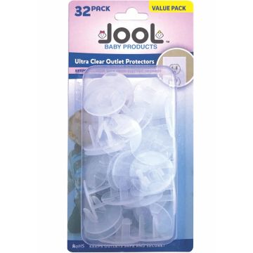 Jool Baby Outlet Plug Covers (32 Pack) Clear Child Proof Electrical Protector Safety Caps