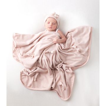 Shimmer Bow Blanket and Hat Gift Set Pink