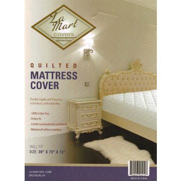 La Mart Quilted Mattress Cover twin (39"X75"X12", White)