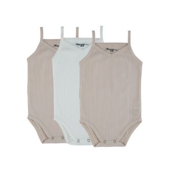 Noggi Baby Boy Ribbed Taupe+White Undershirts