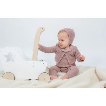 Apricot Baby Cotton Stretchie And Cardi With Bonnet