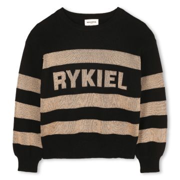 Sonia Rykiel STRIPED LOGO SWEATER Black Gold