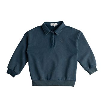 Birnham on the Sea French Terry Boys Polo Sweatshirt Ocean Teal