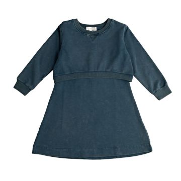 Birnham on the Sea French Terry Sweatshirt Overlay Swing Dress Ocean Teal