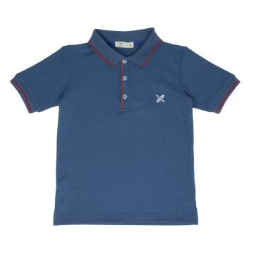 Crew Basics Blue Striped Rib Polo