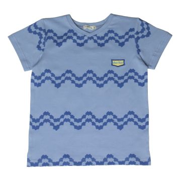 Crew Kids Blue Wave Pattern Boys Tee
