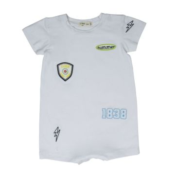 Crew Kids White Stitch Patch Romper 