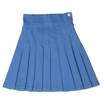 Crew Basics Blue Waisted Pleated Skirt