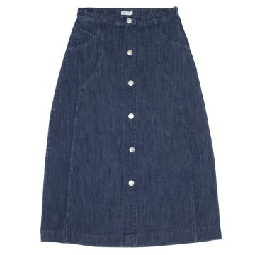 Crew Basics Blue Button Down Maxi Skirt