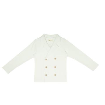 Crew Basics White Cotton Rib Knit Blazer